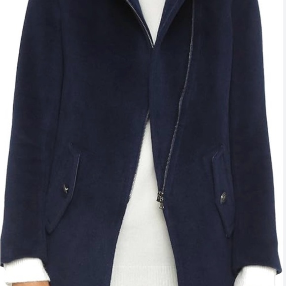 Rebecca Taylor Navy Wool Coat w/ Faux Fur Leopard Collar | Size - Picture 2 of 10